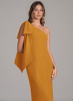 Azazie Capri Bridesmaid Dresses Butterscotch A-Line One Shoulder Chiffon Dress image7