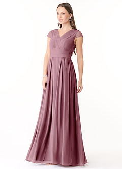 Azazie Organa Bridesmaid Dresses Vintage Mauve A-Line Pleated Chiffon Dress image3
