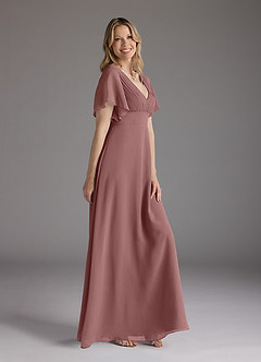 Azazie Alessa Mother of the Bride Dresses Desert Rose A-Line V-Neck Pleated Chiffon Dress image2