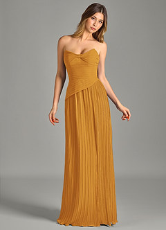 Azazie Becka Bridesmaid Dresses Butterscotch A-Line Strapless Chiffon Dress image4