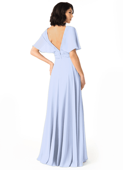 Azazie Pamela Bridesmaid Dresses Ice A-Line V-Neck Pleated Chiffon Dress image2