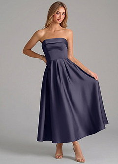 Azazie Lucienne Bridesmaid Dresses Stormy A-Line Pleated Stretch Satin Dress image5