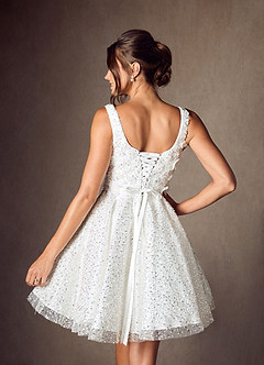 Azazie Kristi Wedding Dresses Diamond White A-Line with Pockets Beading Dress image3