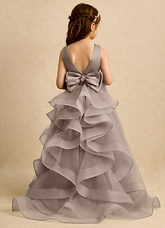 Azazie Lior vestidos de niña de las flores Vestido de Gris Pardo de Tul de Princesa con Plisado image1