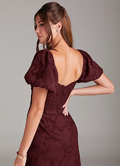 Evalina Wine Puff Sleeves Midi Dress image5