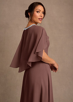 Azazie Winnifred Kleider für die Brautmutter A-Linie Mit Perlen Chiffon Kleid Espresso image5