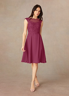 Azazie Klaus Mother of the Bride Dresses Mulberry A-Line Scoop Sequins Chiffon Dress image3