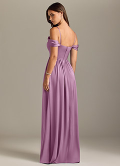Azazie Calianna Bridesmaid Dresses Wisteria A-Line Off the Shoulder Stretch Satin Convertible Dress image10