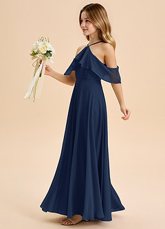 Azazie Tessabelle Junior Vestido de Azul Marino Oscuro de Gasa de Corte en A con Vestidos sin tirantes image3