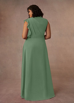 Azazie Narine Mother of the Bride Dresses Matcha A-Line High Neckline Pleated Chiffon Dress image12