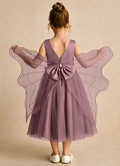 Azazie Pear vestidos de niña de las flores Vestido de Malva Vintage de Tul de Princesa con Lazo image1