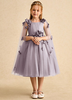 Azazie Staria Flower Girl Dresses Dusk Ball-Gown Ruched Tulle Dress image1