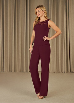 Azazie Maura At-home Try On Dresses Cabernet Jumpsuit/Pantsuit Sequins Chiffon Dress image6