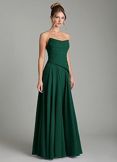 Azazie Gabriela Bridesmaid Dresses Emerald A-Line Corset Chiffon Dress image5