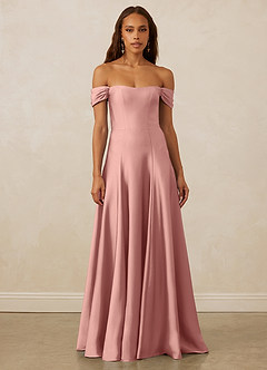 Christian Siriano Bridal for Azazie 1002 Bridesmaid Dresses Rosette A-Line Off the Shoulder Stretch Satin Convertible Dress image2