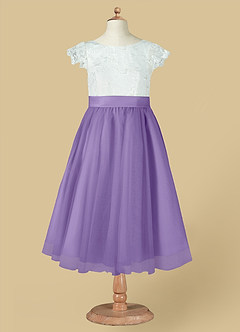 Azazie Vetty Robe Demoiselle D'honneur Fillette Robe Trapèze en Tulle Dentelle Ivoire Tahiti image12