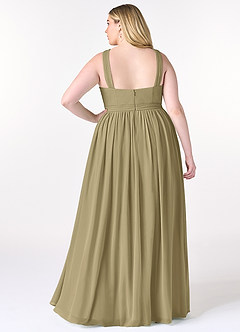 Azazie Elvira Bridesmaid Dresses Moss Green A-Line Pleated Chiffon Dress image8