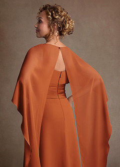 Azazie Marilla Mère de la mariée Robes Robe Trapèze en Mousseline de soie Plissée Cannelle image7