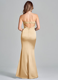 Azazie Olea 신부 들러리 드레스 인어 스트랩리스 스트레치 새틴 바닥 길이 드레스 image4