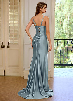 Verdellia Sky Blue Asymmetrical Rhinestone Straps Prom Dress image4