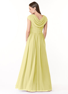 Azazie Organa Bridesmaid Dresses Lemon Sorbet A-Line Pleated Chiffon Dress image2