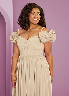 Barbie ♥ Azazie Jurken voor bruidsmeisjes Converteerbaar Jurk van Chiffon met A-Lijn Off the Shoulder Champagne image9