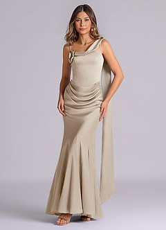 Azazie Inara Bridesmaid Dresses Frost Mermaid Pleated Stretch Satin Dress image1