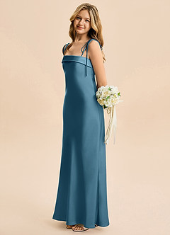 Azazie Willa Junior Bermuda A-Line Bow Stretch Satin Dress image3