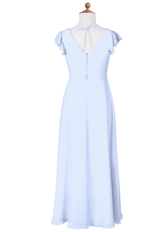 Azazie Claudine Junior Ice A-Line Pleated Chiffon Dress image6