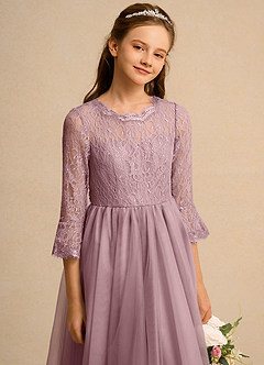 Azazie Lamb Girl Jurken voor bloemenmeisjes Baljurk Jurk van Kant Stoffige Roos image5