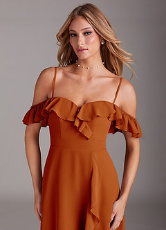 Azazie Lyra Bridesmaid Dresses Paprika A-Line Chiffon Convertible Dress image2