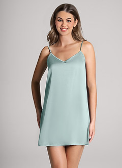 front Matching Color Classic Satin Slip Dress
