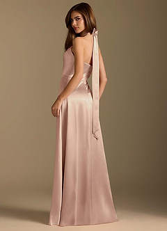 Azazie Tracie Bridesmaid Dresses English Rose A-Line Pleated Metallic Satin Dress image9