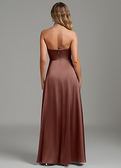 Azazie Niveah Bridesmaid Dresses Espresso A-Line Strapless Stretch Satin Convertible Dress image8