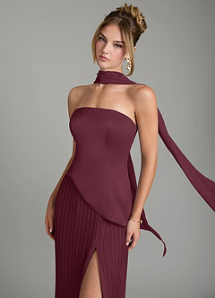 Azazie Tierney Bridesmaid Dresses Cabernet A-Line Strapless Chiffon Convertible Dress image7