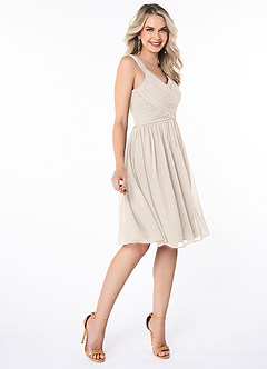 Azazie Angie Bridesmaid Dresses White Alabaster A-Line Corset Chiffon Dress image4