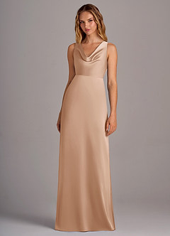 Azazie Wrenlee Bridesmaid Dresses English Rose A-Line Stretch Satin Dress image4
