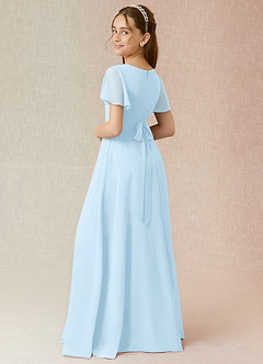 Azazie Induh Junior Sky Blue A-Line Ruched Chiffon Dress image2