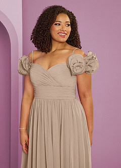 Barbie ♥ Azazie Abiti da Damigella Abito Convertibile A-Line in Chiffon a Spalla Scoperta Taupe image9