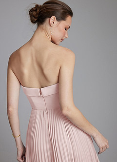 Azazie Mariana 신부 들러리 드레스 A라인 스트랩리스 쉬폰 바닥 길이 드레스 image2