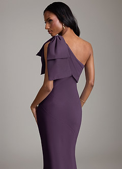 Azazie Yuanna Bridesmaid Dresses Plum Mermaid One Shoulder Chiffon Dress image7