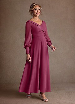 Azazie Paterson Suknie dla Matki Panny Młodej Linia A Pofałdowany Szyfon Długość kostki Sukienka image3