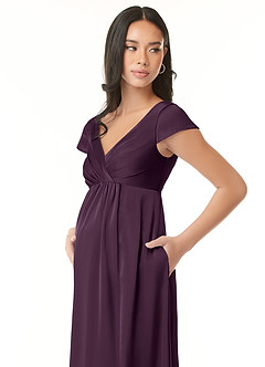 Azazie Allessia Maternity Bridesmaid Dresses A-Line Pleated Stretch Satin Floor-Length Dress image12