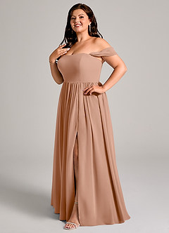 Azazie Calianna Bridesmaid Dresses Champagne Rose A-Line Off the Shoulder Chiffon Convertible Dress image10