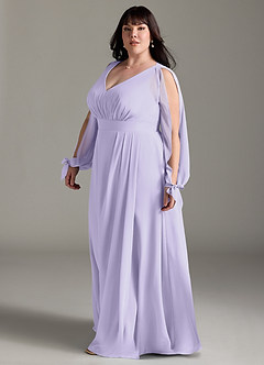 Azazie Matilda Robes de demoiselle d'honneur Robe Trapèze en Mousseline de soie Manche longue Lilas image11
