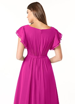 Azazie Daphne Modest Bridesmaid Dresses A-Line Ruffled Chiffon Floor-Length Dress image8