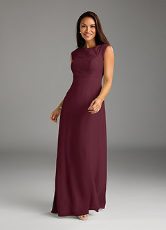 Azazie Bettina Mother of the Bride Dresses Cabernet A-Line Lace Chiffon Dress image3