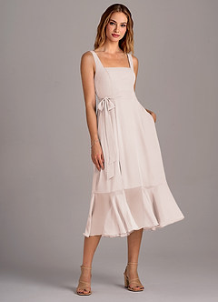 Azazie Deb Bridesmaid Dresses Rose Petal A-Line with Pockets Chiffon Convertible Dress image4