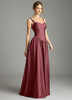 Azazie Evadina Bridesmaid Dresses Desert Rose A-Line Corset Stretch Satin Dress image4