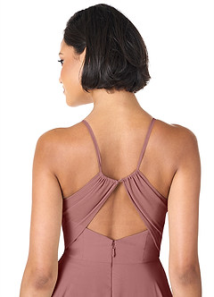 Azazie Avelina Bridesmaid Dresses Desert Rose A-Line V-Neck Pleated Chiffon Dress image5